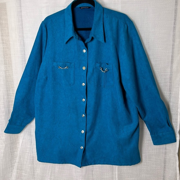 Penningtons button front lightweight  jacket,1X, textured,suede feel,EC, PTP 25 - Picture 4 of 12